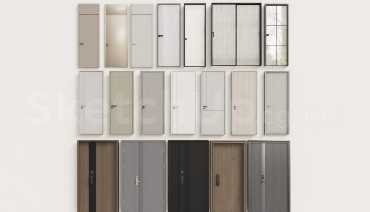 21431. Modern Interior Doors And Sliding Glass Doors Collection Sketchup Model Download (1)