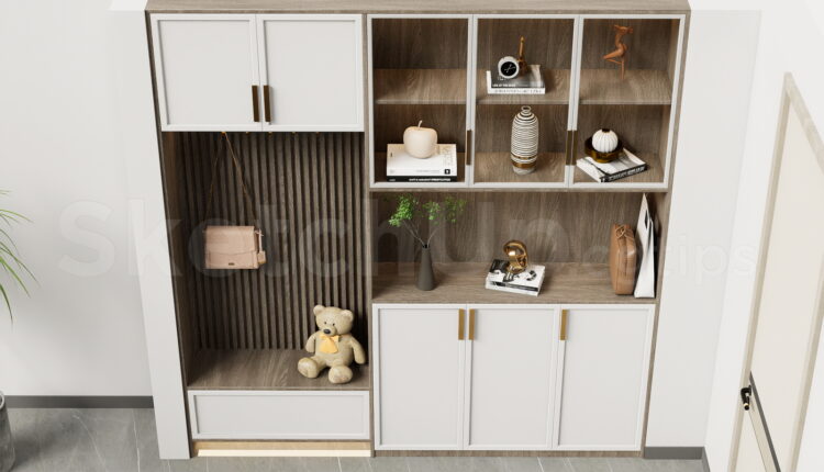 21433. Modern Entryway Cabinet And Shoe Storage Unit Sketchup Model Download (1)