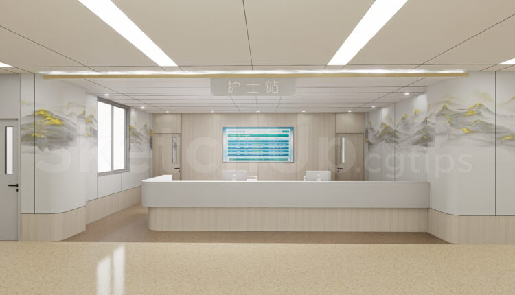 21438. Modern Hospital Nurse Station Counter Sketchup Model Free Download (1)