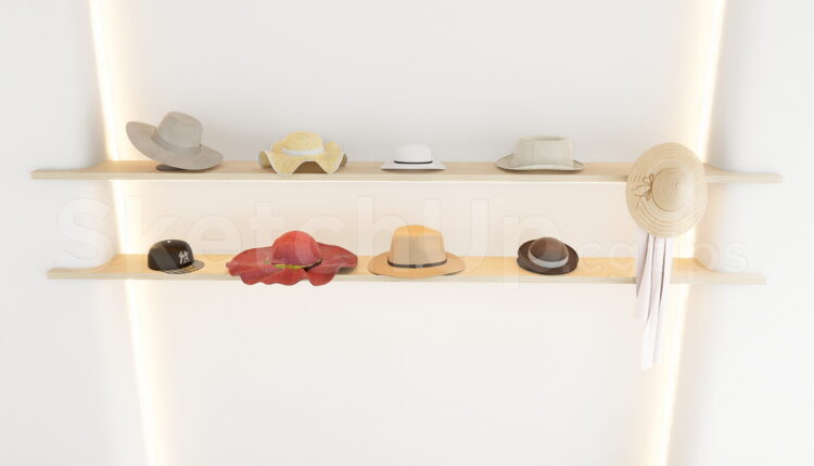 21445. Modern Retail Hat Display Shelves Sketchup Model Download (2)
