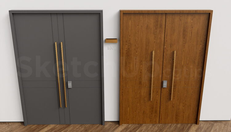 21446. Luxury Wooden Double Doors Collection Sketchup Model Download (2)
