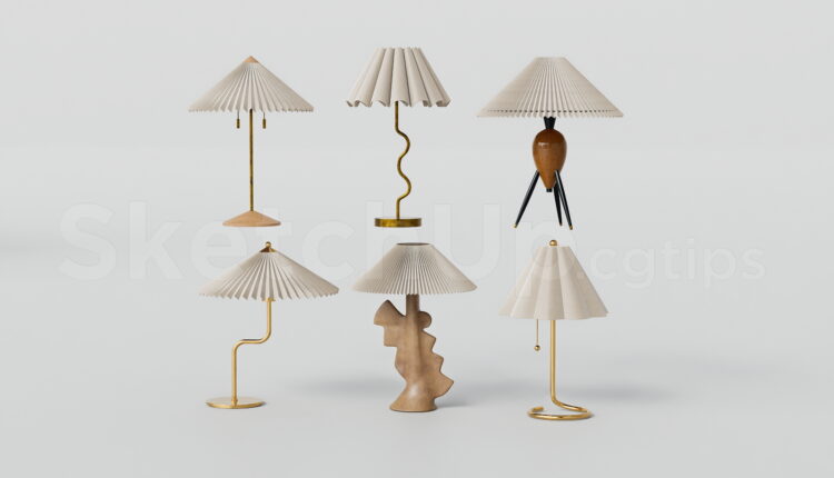 21459. Modern Pleated Table Lamp Collection 3d Model – Sketchup Free Download (1)