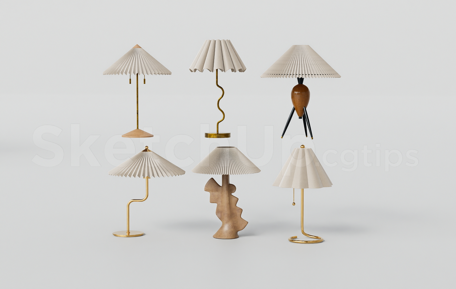 21459. Modern Pleated Table Lamp Collection 3d Model - Sketchup Free Download (1)