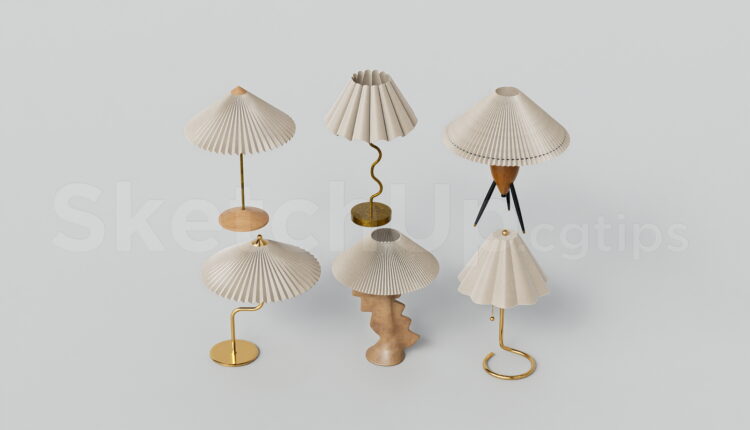 21459. Modern Pleated Table Lamp Collection 3d Model – Sketchup Free Download (2)