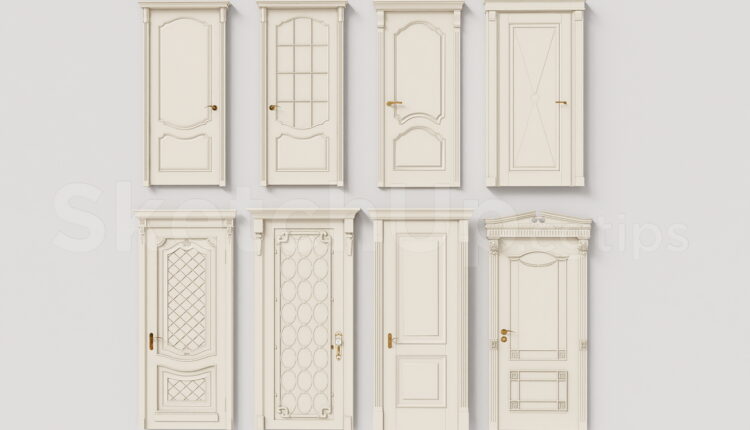 21463. Set Of Classic White Interior Doors 3d Model Sketchup Free Download (1)