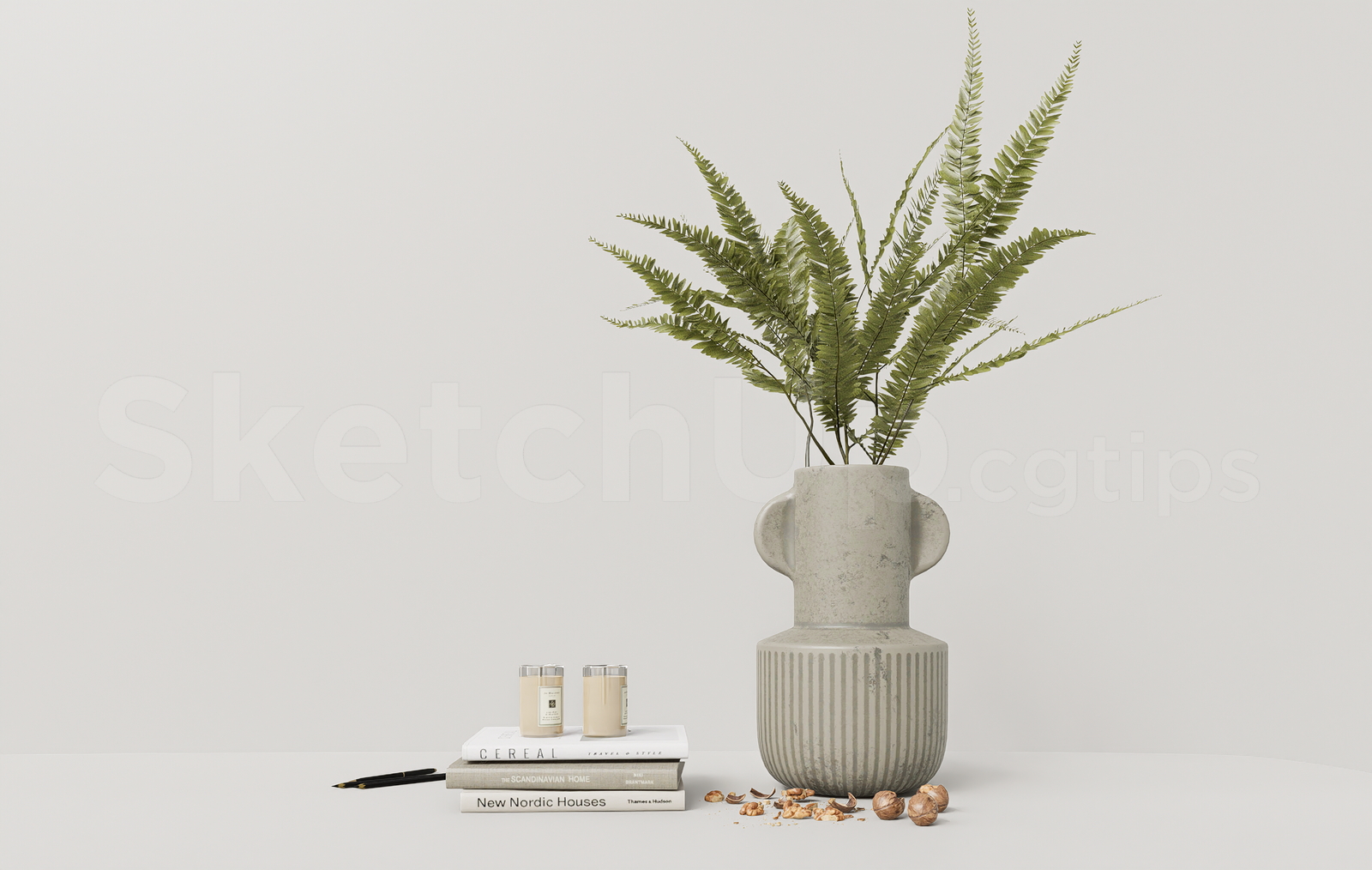 21464. Minimalist Ceramic Table Vase Decor Set Sketchup Download (1)