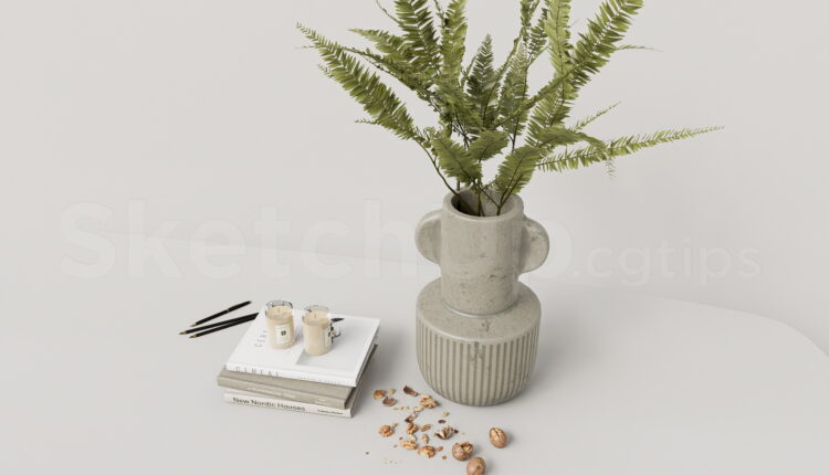 21464. Minimalist Ceramic Table Vase Decor Set Sketchup Download (2)