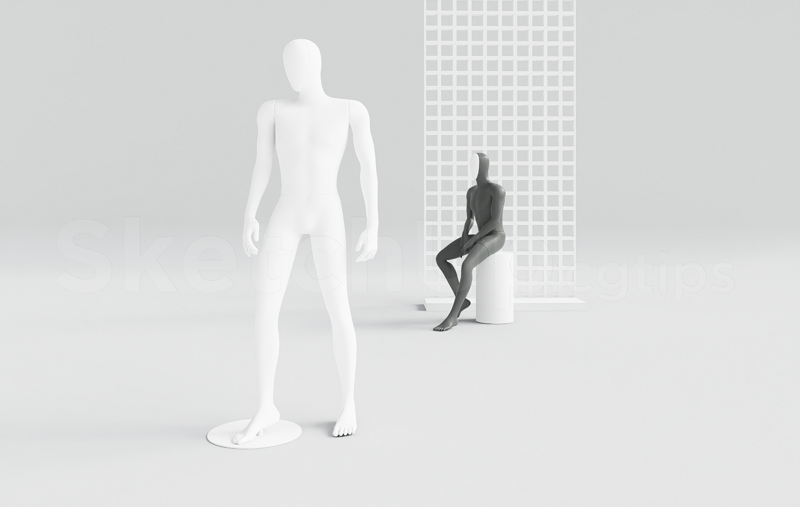 21465. Male Store Mannequin Display Set 3d Model Sketchup Free Download (1)