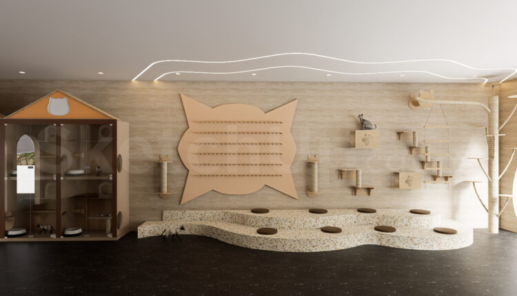 21468. Modern Cat Cafe And Pet Playground Interior Design Sketchup Model (1)