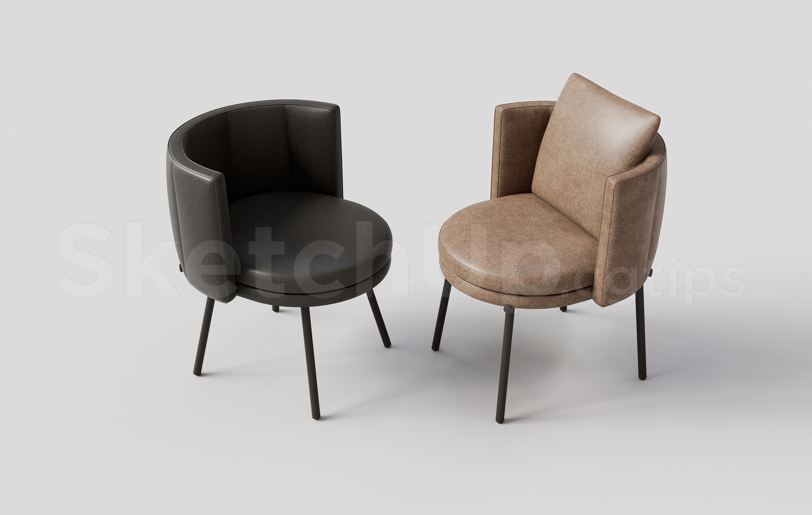 21471. Modern Leather Club Chairs - 3d Sketchup Model Free Download (2)