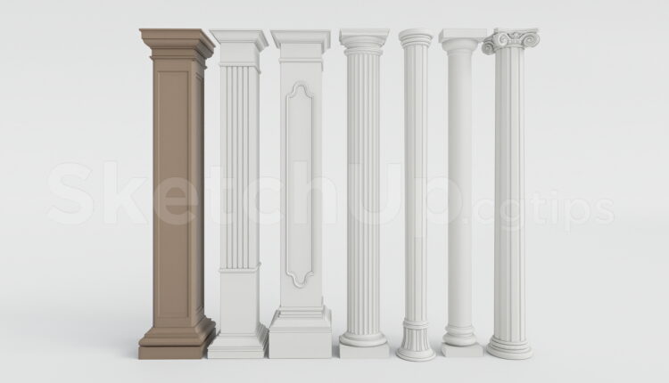 21472. Classic Classical Columns Collection – Sketchup 3d Model Download (1)