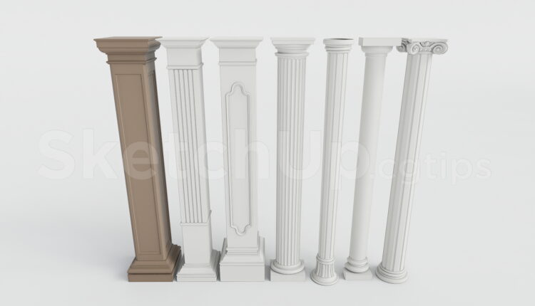 21472. Classic Classical Columns Collection – Sketchup 3d Model Download (2)