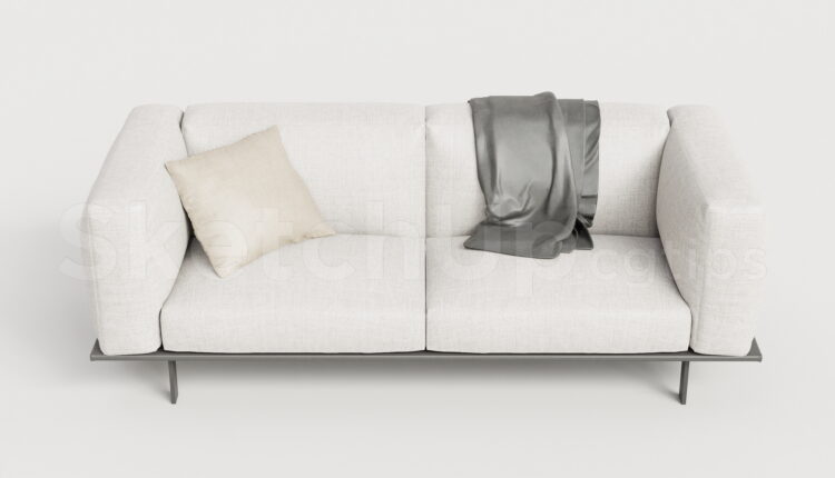 21473. Modern Fabric 2-seater Sofa – Sketchup 3d Model Download (1)