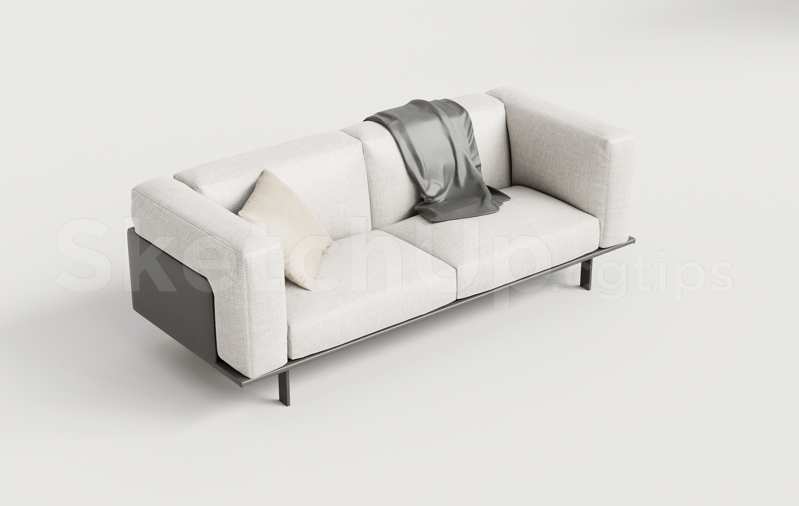 21473. Modern Fabric 2-seater Sofa - Sketchup 3d Model Download (2)