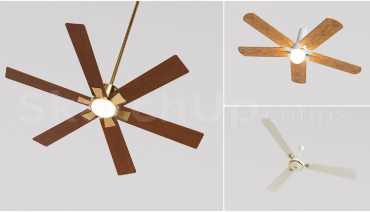 21474. Contemporary Ceiling Fan Collection – Sketchup Interior Models Download (1)