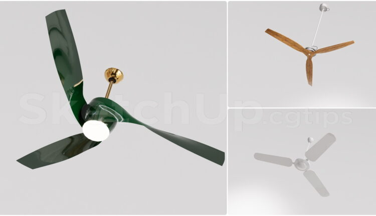 21474. Contemporary Ceiling Fan Collection – Sketchup Interior Models Download (2)