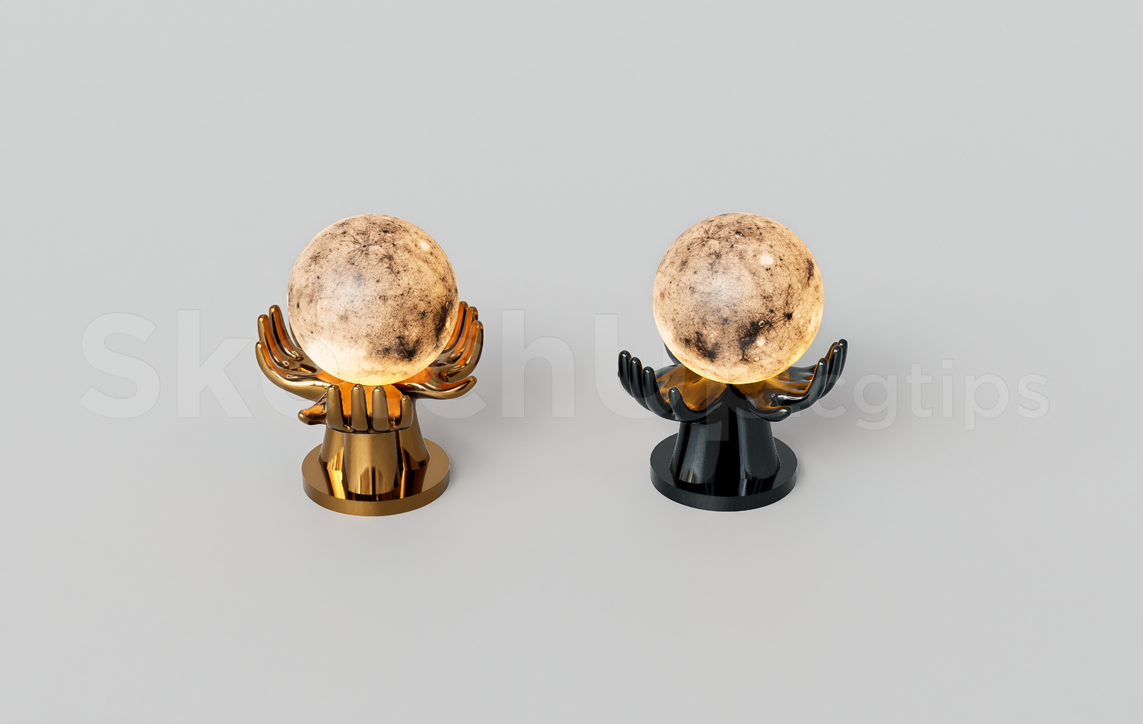 21476. Modern Hand-held Moon Table Lamp Set - Sketchup 3d Model Download (2)