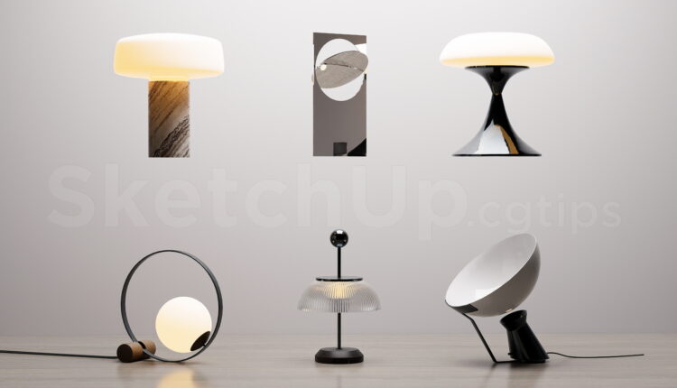 21480. Modern Decorative Table Lamp Collection Sketchup Model Free Download (1)