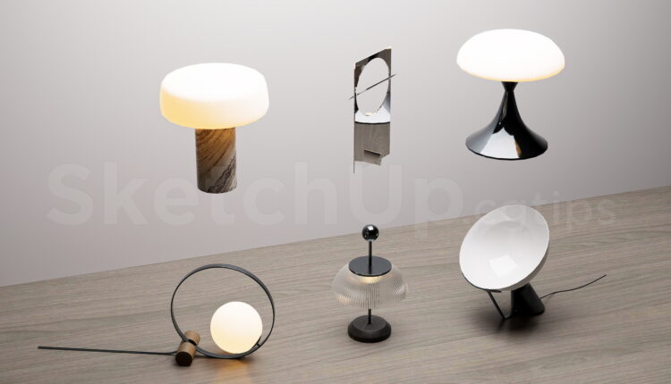 21480. Modern Decorative Table Lamp Collection Sketchup Model Free Download (2)