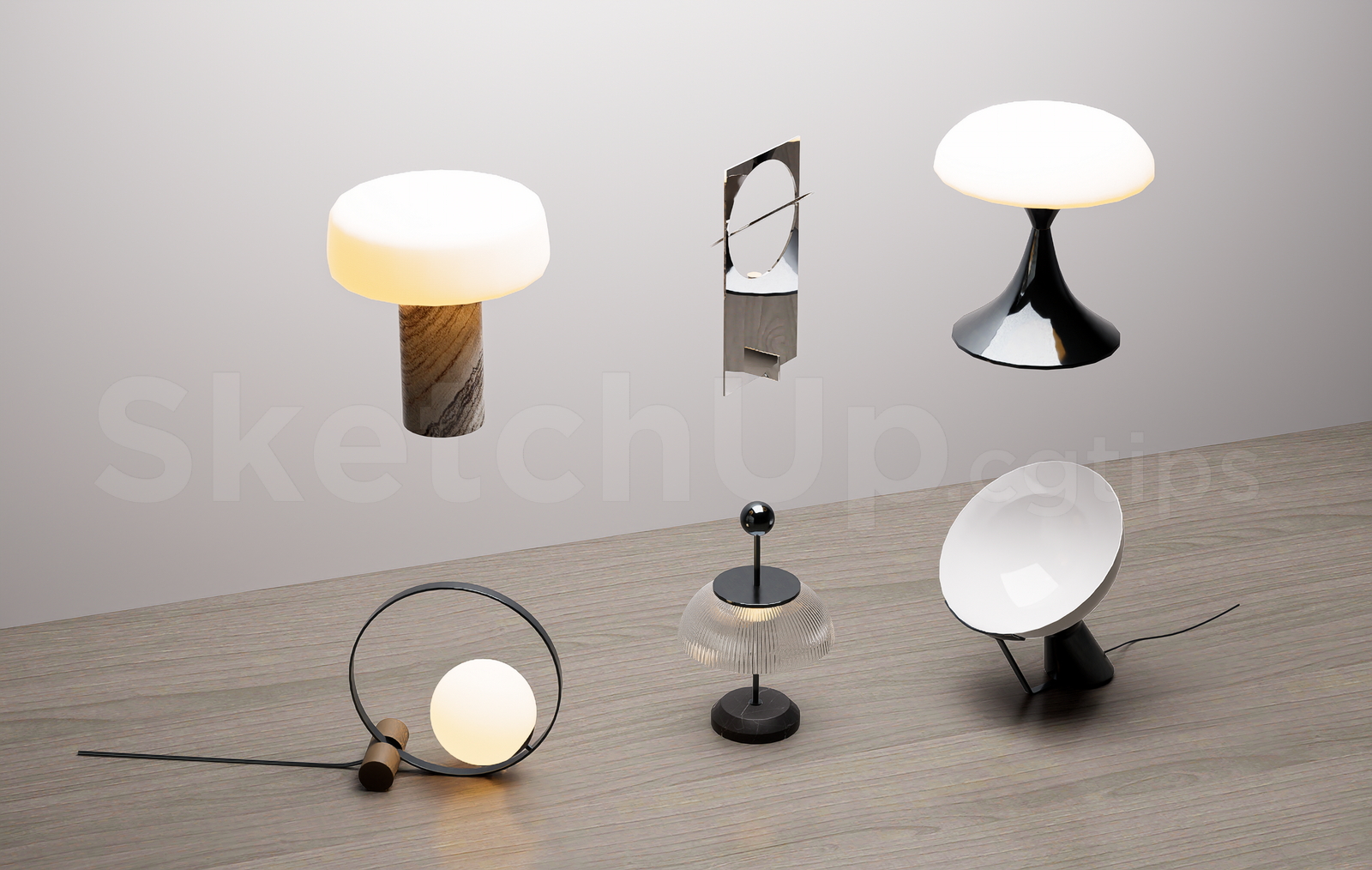 21480. Modern Decorative Table Lamp Collection Sketchup Model Free Download (2)