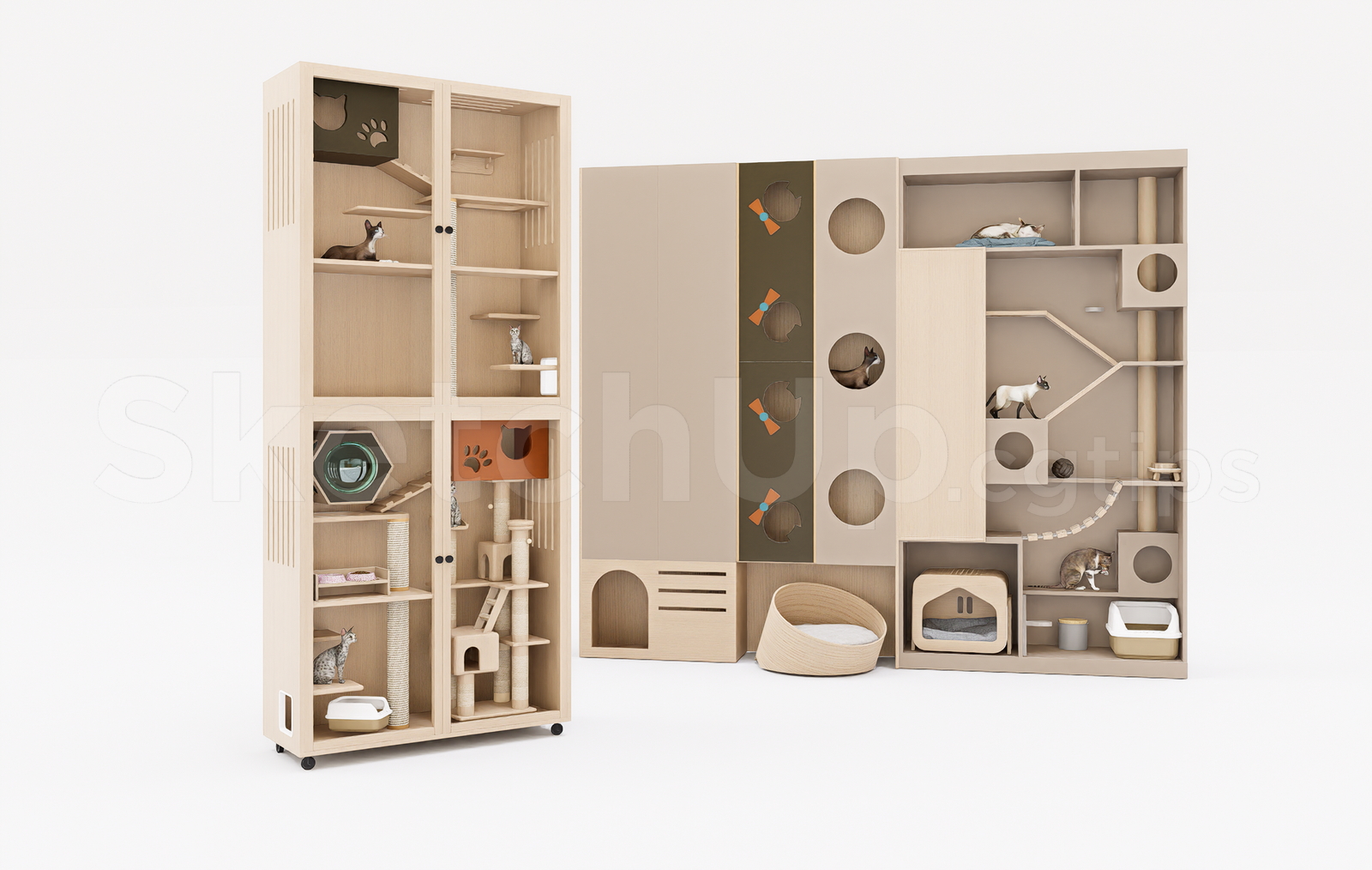 21481. Cat Climbing Tree Cabinet Playground Sketchup Model Download (1)