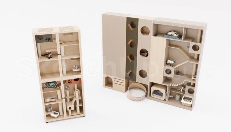 21481. Cat Climbing Tree Cabinet Playground Sketchup Model Download (2)
