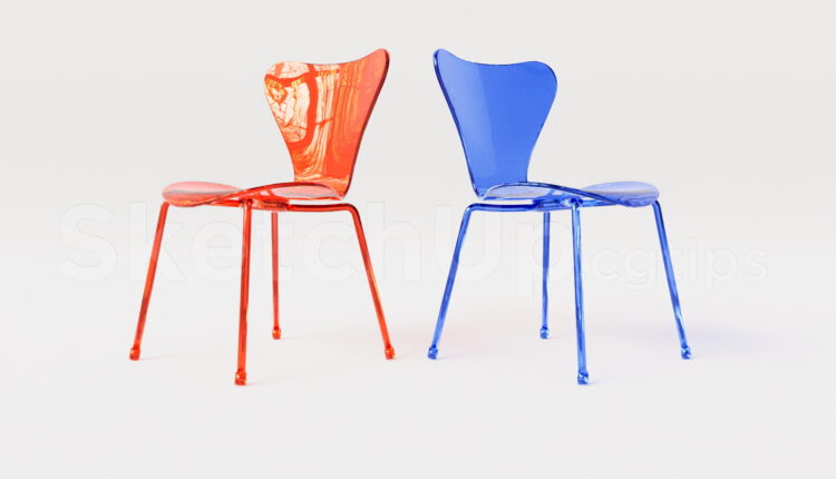 21482. Contemporary Modern Acrylic Plastic Chair Set Sketchup Model (1)