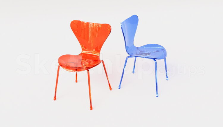 21482. Contemporary Modern Acrylic Plastic Chair Set Sketchup Model (2)