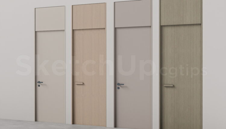 21482. Modern Minimalist Wooden Door Collection Sketchup Model Free Download (1)