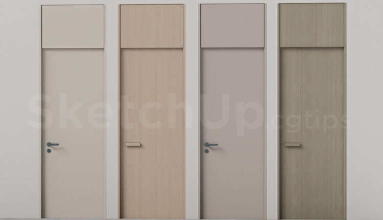 21482. Modern Minimalist Wooden Door Collection Sketchup Model Free Download (2)