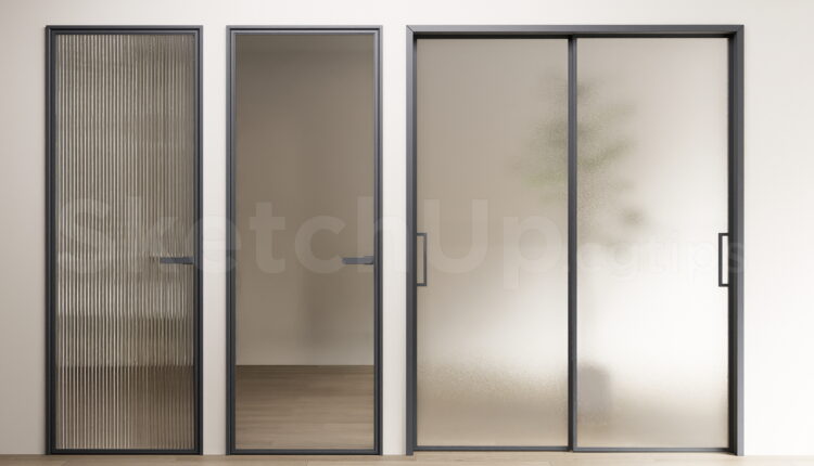 21490. Modern Interior Aluminum Glass Door Collection Sketchup Free Download (1)