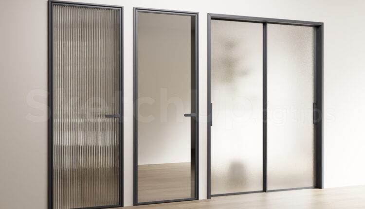 21490. Modern Interior Aluminum Glass Door Collection Sketchup Free Download (2)