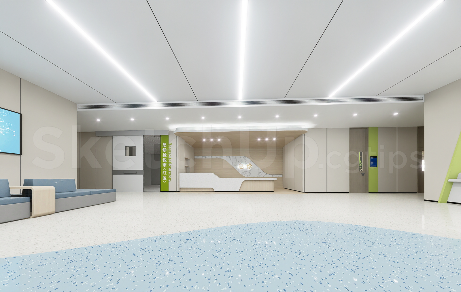21492. Healthcare Clinic Emergency Lobby Interior Scene Sketchup Download (2)