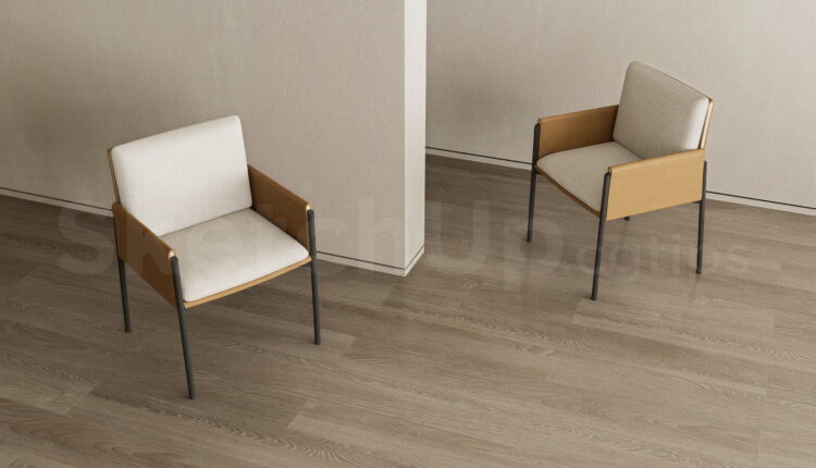 21496. Modern Leather Accent Armchair Metal Frame Sketchup Model Download (2)
