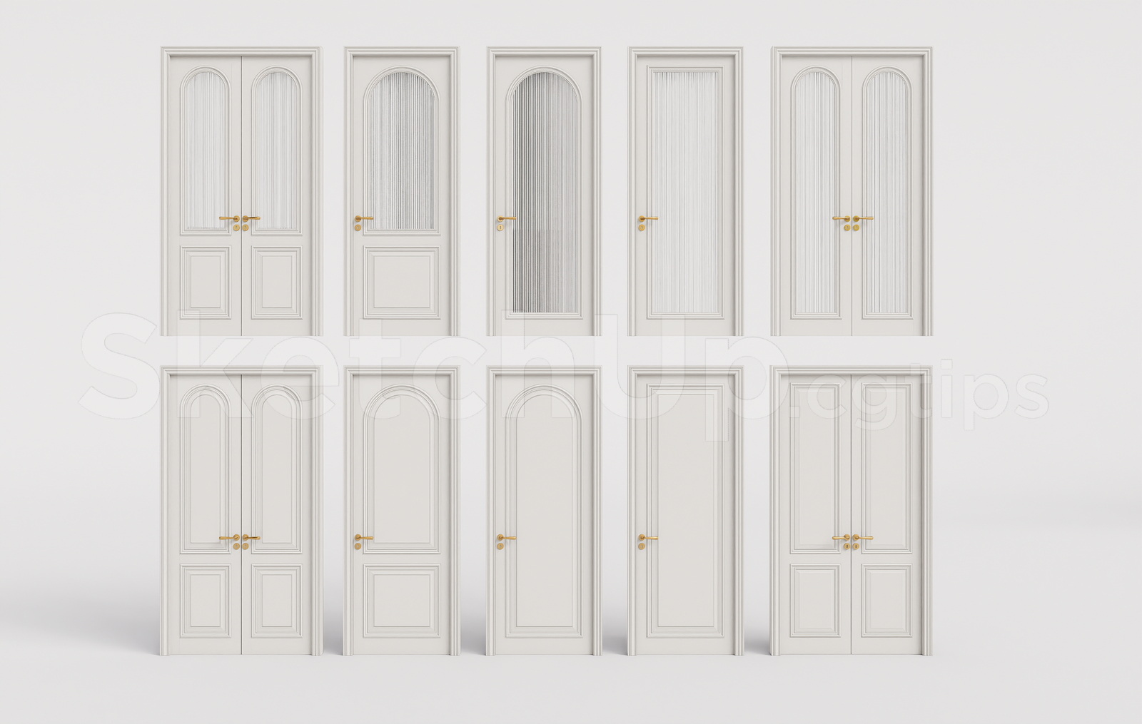 21498. Modern Classic Interior Wooden Door Collection Sketchup Model Download (1)