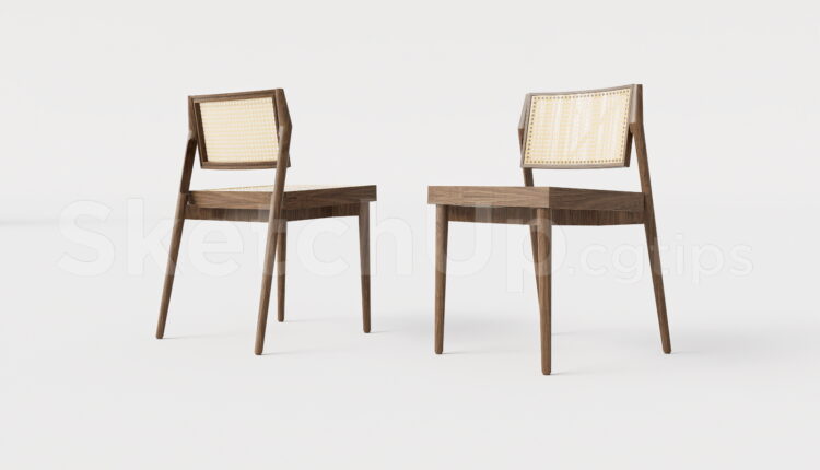21519. Modern Wooden Rattan Dining Chair – 3d Sketchup Model Download (1)