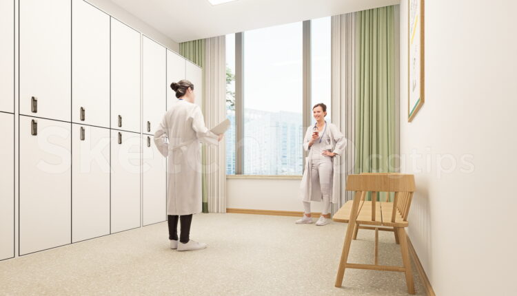 21522. Hospital Staff Locker Room Interior Scene Sketchup Model Download (2)