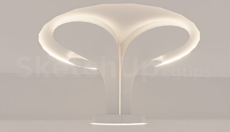 21527. Modern Organic Tree Column With Integrated Light Sketchup Model Download (1)