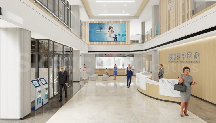 21528. Modern Hospital Lobby And Reception Interior Design 3d Model Sketchup Download (1)