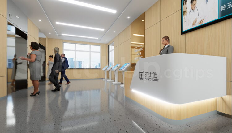 21536. Modern Hospital Reception And Nursing Station Interior Scene 3d Model Sketchup Download (1)