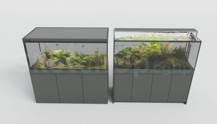 21538. Modern Aquarium Tank With Storage Cabinet Sketchup Model Download (2)