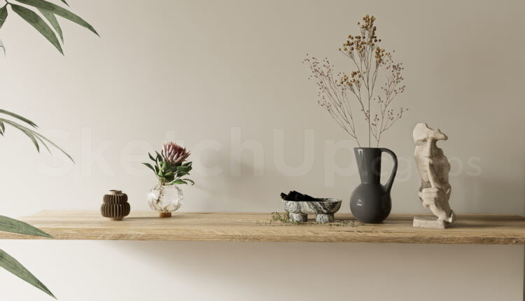 21541. Modern Shelf Decorative Objects Set Sketchup Model Free Download (1)