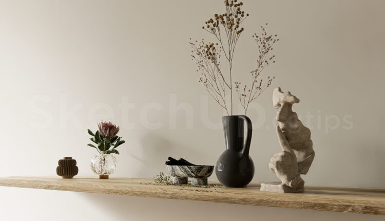 21541. Modern Shelf Decorative Objects Set Sketchup Model Free Download (2)