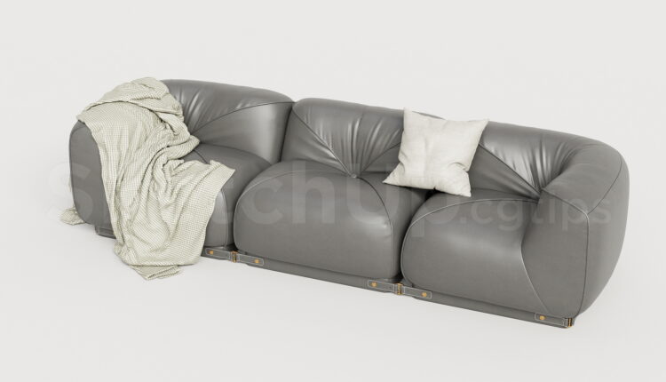 21552. Modern Grey Leather Modular Sofa 3d Model Sketchup Free Download (2)