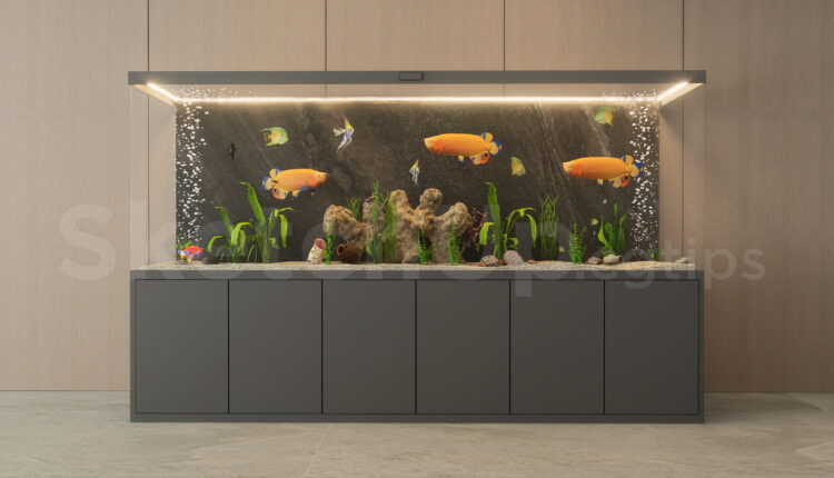 21554. Modern Aquarium Fish Tank Cabinet Sketchup Model Free Download (1)
