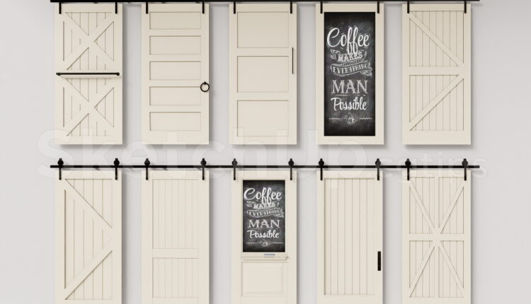 21557. Sliding Barn Door Designs Pack Sketchup Model Free Download (1)