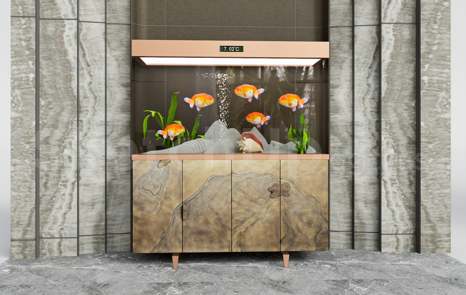 21562. Luxury Indoor Aquarium Fish Tank Sketchup Model Free Download (1)