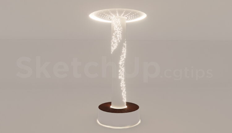 21570. Interior Feature Lighting Column With Seating – Sketchup 3d Model Download (1)