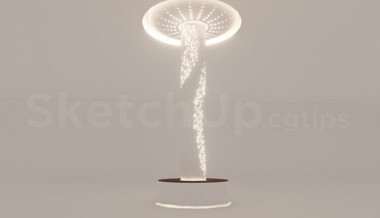 21570. Interior Feature Lighting Column With Seating – Sketchup 3d Model Download (2)