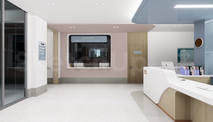 21574. Modern Hospital Clinic Reception Desk Interior – Sketchup Model Download (2)